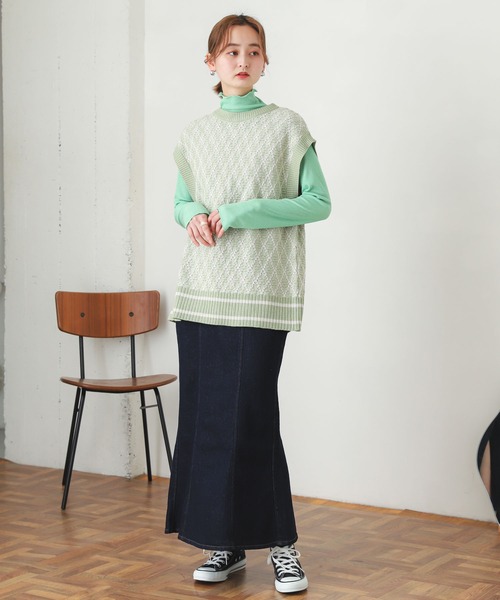 SENSE OF PLACE by URBAN RESEARCH（センスオブプレイスバイアーバンリサーチ）の「デニムマーメイドスカート（デニムスカート・レディース・ブラック/アイボリー/ライトインディゴブルー/ワンウォッシュ・SMALL/MEDIUM）」の6枚目の写真