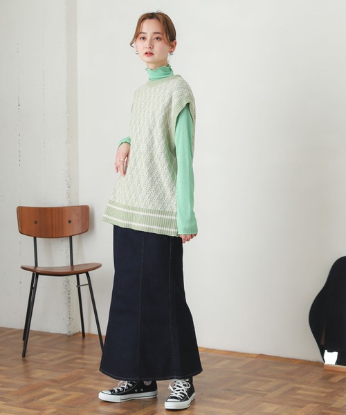 SENSE OF PLACE by URBAN RESEARCH（センスオブプレイスバイアーバンリサーチ）の「デニムマーメイドスカート（デニムスカート・レディース・ブラック/アイボリー/ライトインディゴブルー/ワンウォッシュ・SMALL/MEDIUM）」の7枚目の写真