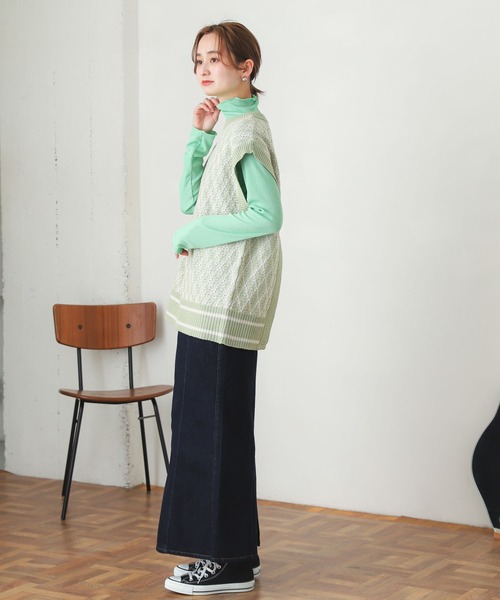 SENSE OF PLACE by URBAN RESEARCH（センスオブプレイスバイアーバンリサーチ）の「デニムマーメイドスカート（デニムスカート・レディース・ブラック/アイボリー/ライトインディゴブルー/ワンウォッシュ・SMALL/MEDIUM）」の8枚目の写真