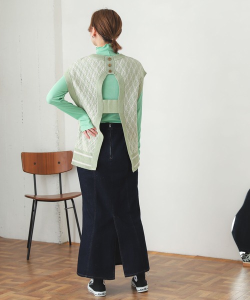 SENSE OF PLACE by URBAN RESEARCH（センスオブプレイスバイアーバンリサーチ）の「デニムマーメイドスカート（デニムスカート・レディース・ブラック/アイボリー/ライトインディゴブルー/ワンウォッシュ・SMALL/MEDIUM）」の9枚目の写真