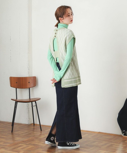 SENSE OF PLACE by URBAN RESEARCH（センスオブプレイスバイアーバンリサーチ）の「デニムマーメイドスカート（デニムスカート・レディース・ブラック/アイボリー/ライトインディゴブルー/ワンウォッシュ・SMALL/MEDIUM）」の11枚目の写真