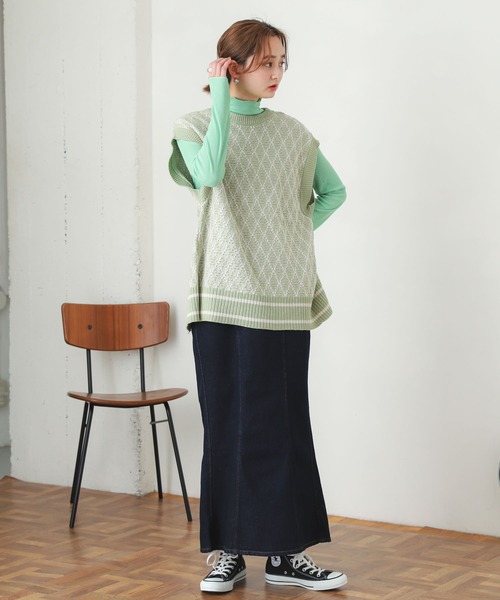 SENSE OF PLACE by URBAN RESEARCH（センスオブプレイスバイアーバンリサーチ）の「デニムマーメイドスカート（デニムスカート・レディース・ブラック/アイボリー/ライトインディゴブルー/ワンウォッシュ・SMALL/MEDIUM）」の12枚目の写真