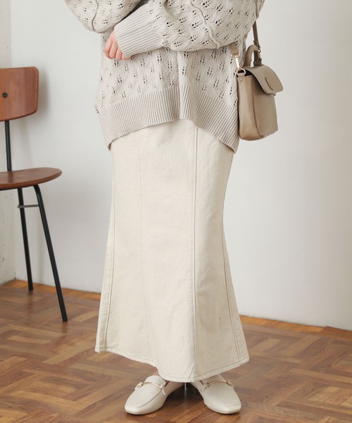 SENSE OF PLACE by URBAN RESEARCH（センスオブプレイスバイアーバンリサーチ）の「デニムマーメイドスカート（デニムスカート・レディース・ブラック/アイボリー/ライトインディゴブルー/ワンウォッシュ・SMALL/MEDIUM）」の13枚目の写真