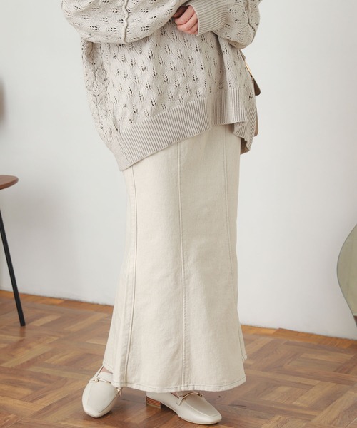 SENSE OF PLACE by URBAN RESEARCH（センスオブプレイスバイアーバンリサーチ）の「デニムマーメイドスカート（デニムスカート・レディース・ブラック/アイボリー/ライトインディゴブルー/ワンウォッシュ・SMALL/MEDIUM）」の14枚目の写真