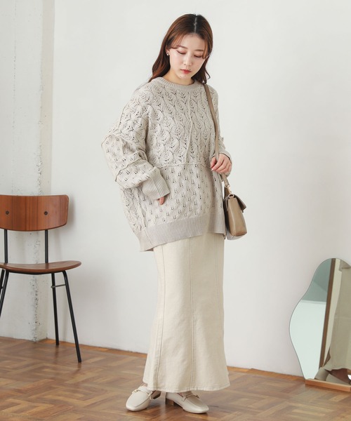 SENSE OF PLACE by URBAN RESEARCH（センスオブプレイスバイアーバンリサーチ）の「デニムマーメイドスカート（デニムスカート・レディース・ブラック/アイボリー/ライトインディゴブルー/ワンウォッシュ・SMALL/MEDIUM）」の18枚目の写真