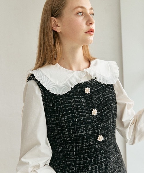 DEBB（デップ）の「【DEBB 】ツイードジャンパーワンピース / Tweed jumper dress（ワンピース・レディース・ブラック・SMALL/MEDIUM）」の4枚目の写真