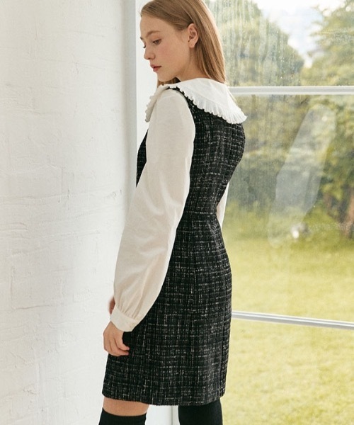 DEBB（デップ）の「【DEBB 】ツイードジャンパーワンピース / Tweed jumper dress（ワンピース・レディース・ブラック・SMALL/MEDIUM）」の5枚目の写真