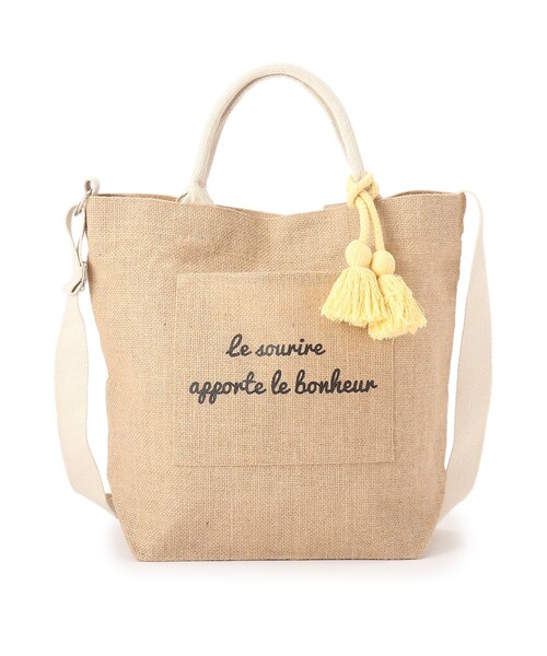 grove（グローブ）の「◆ジュートタッセルポケメッセージ2WAYトート（トートバッグ・レディース・ブラック/グリーン/レモンイエロー/レッド系1・00）」の4枚目の写真