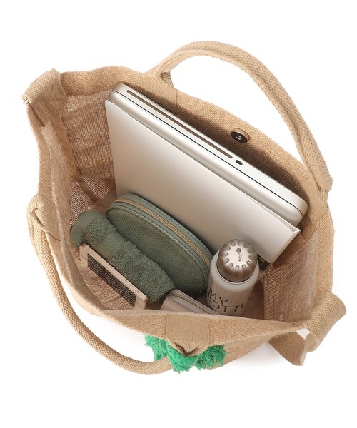 grove（グローブ）の「◆ジュートタッセルポケメッセージ2WAYトート（トートバッグ・レディース・ブラック/グリーン/レモンイエロー/レッド系1・00）」の9枚目の写真