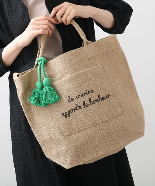 grove（グローブ）の「◆ジュートタッセルポケメッセージ2WAYトート（トートバッグ・レディース・ブラック/グリーン/レモンイエロー/レッド系1・00）」の11枚目の写真