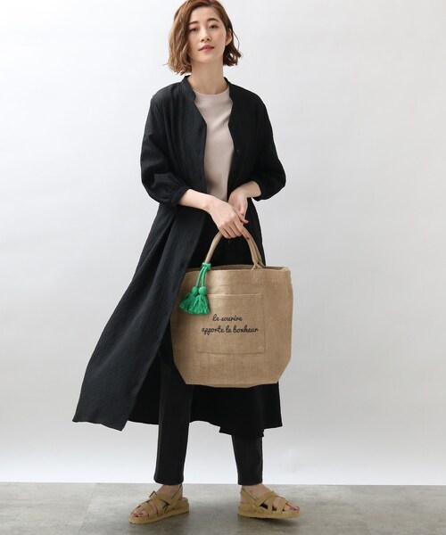 grove（グローブ）の「◆ジュートタッセルポケメッセージ2WAYトート（トートバッグ・レディース・ブラック/グリーン/レモンイエロー/レッド系1・00）」の14枚目の写真