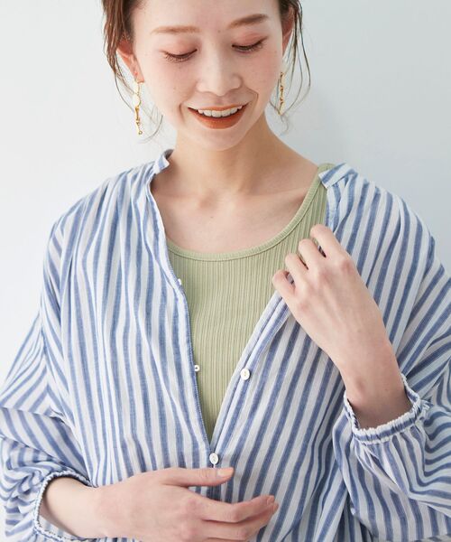 le.coeur blanc（ルクールブラン）の「ランダムリブタンク（タンクトップ・レディース・ブラック/オフホワイト/カーキオリーブ/グレイッシュベージュ・38）」の4枚目の写真