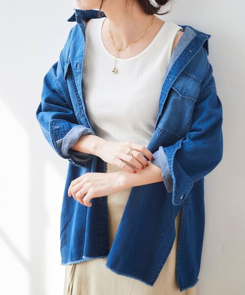 le.coeur blanc（ルクールブラン）の「ランダムリブタンク（タンクトップ・レディース・ブラック/オフホワイト/カーキオリーブ/グレイッシュベージュ・38）」の9枚目の写真