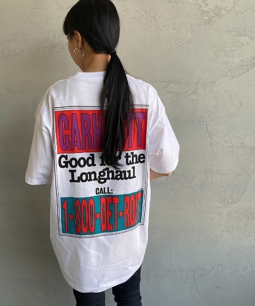 Carhartt WIP（カーハートダブリューアイピー）の「[carhartt WIP/カーハートダブリューアイピー] LONGHAUL バックプリントロゴTシャツ（Tシャツ/カットソー・レディース・ダークグリーン/ホワイト・L/M）」の8枚目の写真