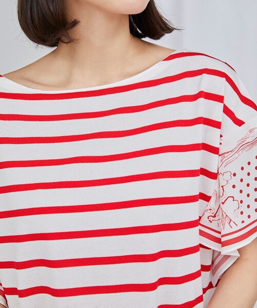 Diagram(ダイアグラム)の「ボーダースカーフトップ(Tシャツ/カットソー・レディース・レッド/ネイビー/ブルー・36)」の5枚目の写真