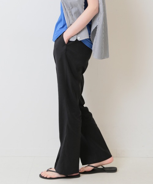 リネンピンタックセミフレアパンツ 38 黒 SLOBE IENA（スローブイエナ）の「リネンピンタックセミフレア