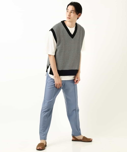 a.v.v（アーヴェヴェ）の「【2SET】5分袖カットソー付きVネックニットベスト（ベスト・メンズ・ホワイト/ライトグレー/ブラック・46/48）」の20枚目の写真