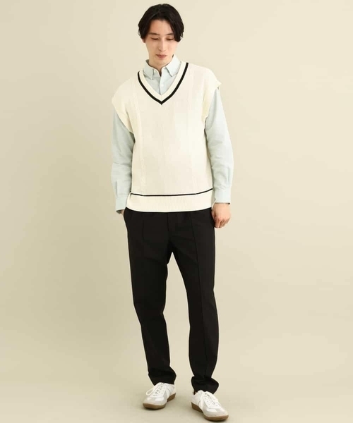 a.v.v（アーヴェヴェ）の「【2SET】5分袖カットソー付きVネックニットベスト（ベスト・メンズ・ホワイト/ライトグレー/ブラック・46/48）」の18枚目の写真