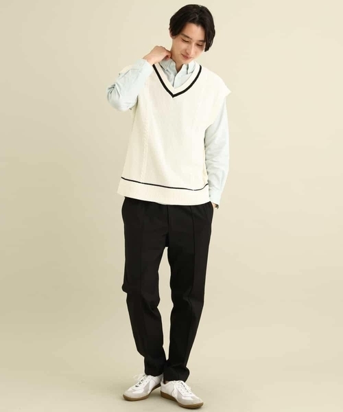 a.v.v（アーヴェヴェ）の「【2SET】5分袖カットソー付きVネックニットベスト（ベスト・メンズ・ホワイト/ライトグレー/ブラック・46/48）」の15枚目の写真