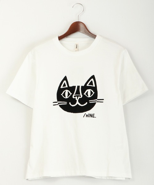 FUNALIVE(ファンアライブ)の「/nINE byおかべてつろうコラボ商品 猫フロッキープリントTシャツ(Tシャツ/カットソー・メンズ・ブラック/オフホワイト・L/S/M)」の12枚目の写真
