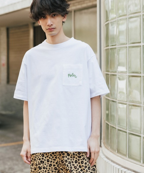 POLeR OUTDOOR STUFF（ポーラーアウトドアスタッフ）の「POLER/ポーラー SCRIPT PKT RELAX FIT TEE 半袖Tシャツ（Tシャツ/カットソー・メンズ・ブルー/ホワイト/ピンク・XL/M/L）」の22枚目の写真