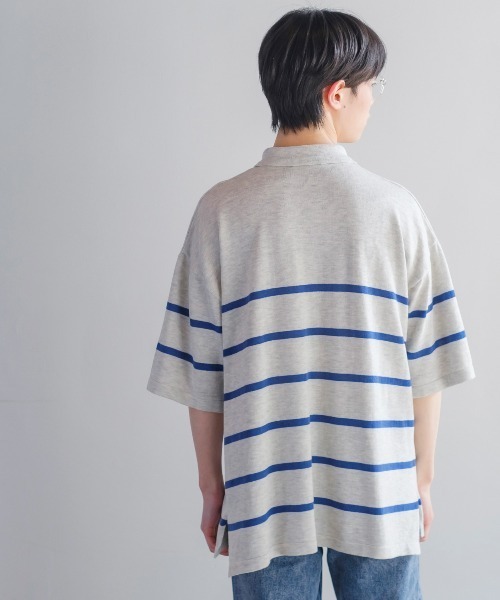 サマーニットオーバーサイズ半袖ポロシャツ