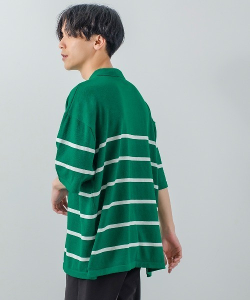 サマーニットオーバーサイズ半袖ポロシャツ