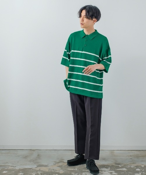 サマーニットオーバーサイズ半袖ポロシャツ