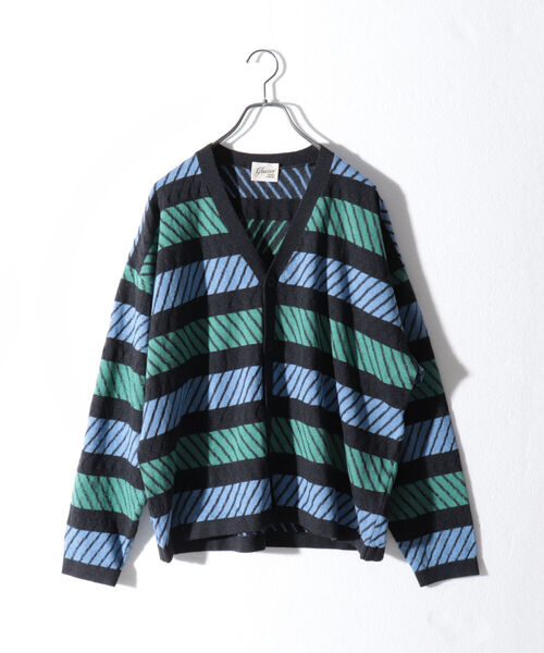 GLOSTER（グロスター）の「【GLOSTER/グロスター】ジオメトリック ジャガードカーディガン（カーディガン/ボレロ・メンズ・ブラック系その他/ブルー系その他/イエロー系その他・MEDIUM/LARGE）」の4枚目の写真