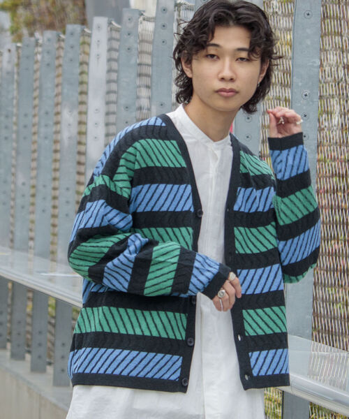GLOSTER（グロスター）の「【GLOSTER/グロスター】ジオメトリック ジャガードカーディガン（カーディガン/ボレロ・メンズ・ブラック系その他/ブルー系その他/イエロー系その他・MEDIUM/LARGE）」の5枚目の写真