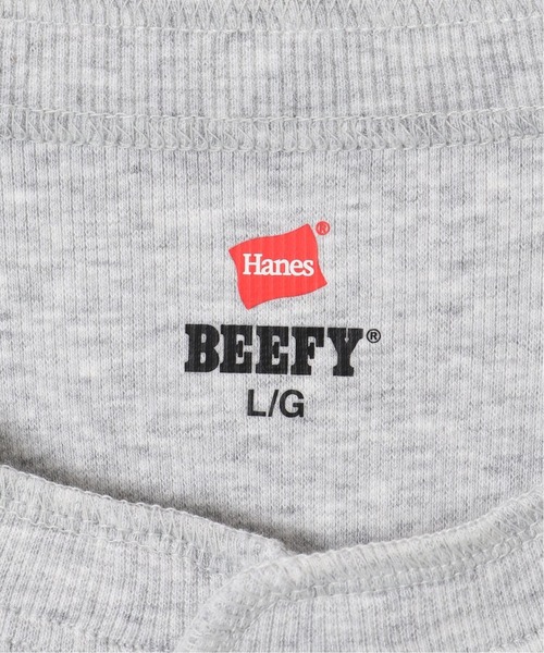 HANES(ヘインズ)の「【Hanes/ヘインズ】 BEEFY リブヘンリーネックTシャツ(Tシャツ/カットソー・メンズ・ホワイト/チャコールグレー・LARGE/X-LARGE)」の10枚目の写真