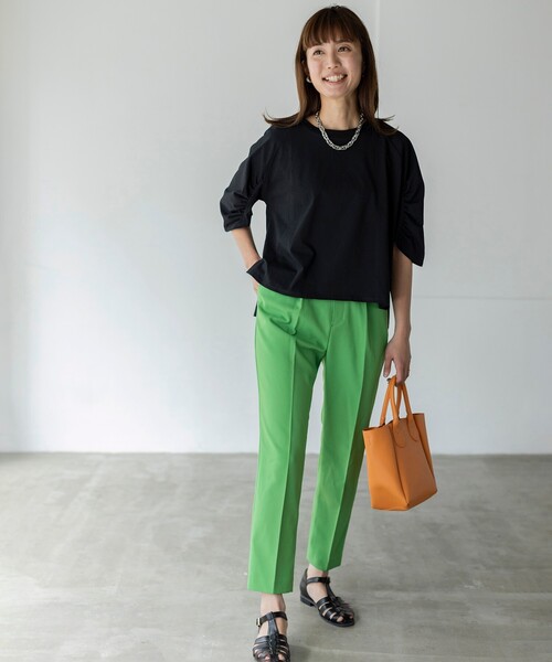 THE SHOP TK （ザ ショップ ティーケー ）の「◆ギャザー七分袖プルオーバー（Tシャツ/カットソー・レディース・ブラック/ベージュ/ホワイト系・12/13）」の12枚目の写真