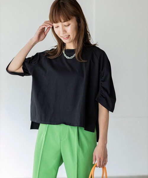 THE SHOP TK （ザ ショップ ティーケー ）の「◆ギャザー七分袖プルオーバー（Tシャツ/カットソー・レディース・ブラック/ベージュ/ホワイト系・12/13）」の15枚目の写真