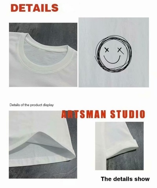 NEW GENTLEMAN（ニュージェントルマン）の「スマイル ワンポイント ビッグT（Tシャツ/カットソー・メンズ・ホワイト/ブラック/グレー/グリーン・M/L/XL）」の12枚目の写真