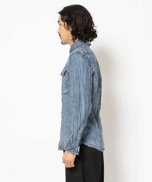 FranCisT_MOR.K.S.（フランシストモークス）の「FranCisT_MOR.K.S./フランシスト モークス/VINTAGE WASHED DENIM LINEN WIRED HOOK SHIRT（シャツ/ブラウス・メンズ・ネイビー・4/3/2）」の11枚目の写真