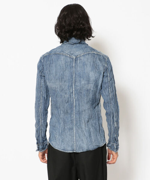 FranCisT_MOR.K.S.（フランシストモークス）の「FranCisT_MOR.K.S./フランシスト モークス/VINTAGE WASHED DENIM LINEN WIRED HOOK SHIRT（シャツ/ブラウス・メンズ・ネイビー・4/3/2）」の12枚目の写真