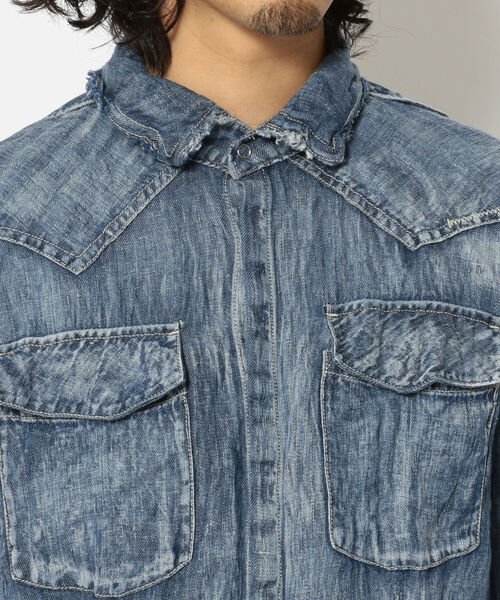 FranCisT_MOR.K.S.（フランシストモークス）の「FranCisT_MOR.K.S./フランシスト モークス/VINTAGE WASHED DENIM LINEN WIRED HOOK SHIRT（シャツ/ブラウス・メンズ・ネイビー・4/3/2）」の13枚目の写真