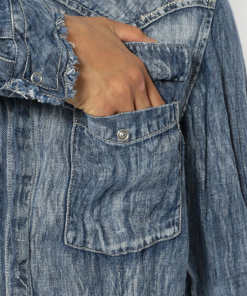 FranCisT_MOR.K.S.（フランシストモークス）の「FranCisT_MOR.K.S./フランシスト モークス/VINTAGE WASHED DENIM LINEN WIRED HOOK SHIRT（シャツ/ブラウス・メンズ・ネイビー・4/3/2）」の9枚目の写真