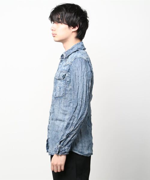 FranCisT_MOR.K.S.（フランシストモークス）の「FranCisT_MOR.K.S./フランシスト モークス/VINTAGE WASHED DENIM LINEN WIRED HOOK SHIRT（シャツ/ブラウス・メンズ・ネイビー・4/3/2）」の18枚目の写真