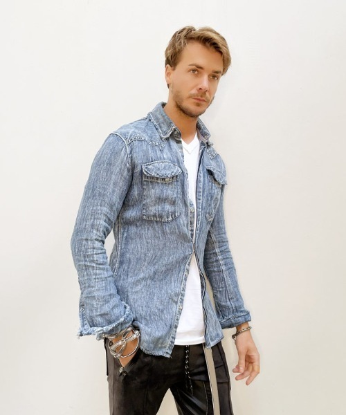 FranCisT_MOR.K.S.（フランシストモークス）の「FranCisT_MOR.K.S./フランシスト モークス/VINTAGE WASHED DENIM LINEN WIRED HOOK SHIRT（シャツ/ブラウス・メンズ・ネイビー・4/3/2）」の16枚目の写真