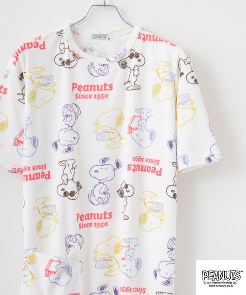 【確認画像】西川パイル生地　snoopy ワンピース　ルームウエア　パジャマ PEANUTS スヌーピー パイル 半袖 ルームウェア ワンピース