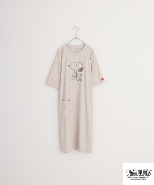 【確認画像】西川パイル生地　snoopy ワンピース　ルームウエア　パジャマ PEANUTS スヌーピー パイル 半袖 ルームウェア ワンピース