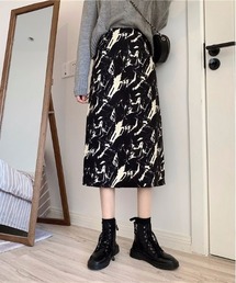 ニュアンスプリントストレートスカート
