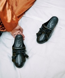 靴 BENSAN-F QUILT LOAFER RIBBON TUSSEL BENSAN-F QUILT LOAFER RIBBON TUSSEL FUR INSOLE WOMEN BLACK