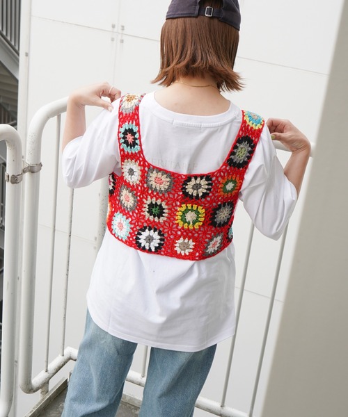 VENCEEXCHANGE(ヴァンスエクスチェンジ)の「クロシェ編みベスト(ベスト・レディース・オフホワイト/ブラック/スカイブルー/パープル/イエロー/レッド・M)」の22枚目の写真