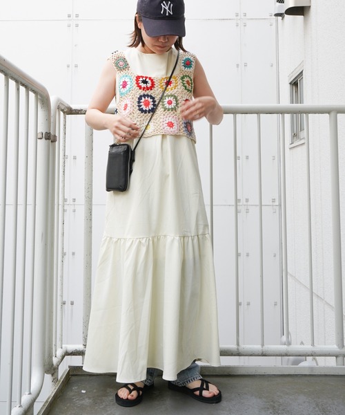 VENCEEXCHANGE(ヴァンスエクスチェンジ)の「クロシェ編みベスト(ベスト・レディース・オフホワイト/ブラック/スカイブルー/パープル/イエロー/レッド・M)」の9枚目の写真