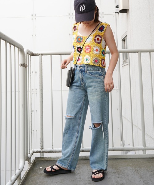 VENCEEXCHANGE(ヴァンスエクスチェンジ)の「クロシェ編みベスト(ベスト・レディース・オフホワイト/ブラック/スカイブルー/パープル/イエロー/レッド・M)」の15枚目の写真