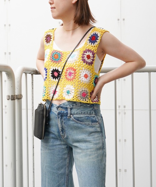 VENCEEXCHANGE(ヴァンスエクスチェンジ)の「クロシェ編みベスト(ベスト・レディース・オフホワイト/ブラック/スカイブルー/パープル/イエロー/レッド・M)」の11枚目の写真