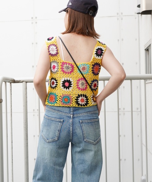 VENCEEXCHANGE(ヴァンスエクスチェンジ)の「クロシェ編みベスト(ベスト・レディース・オフホワイト/ブラック/スカイブルー/パープル/イエロー/レッド・M)」の20枚目の写真