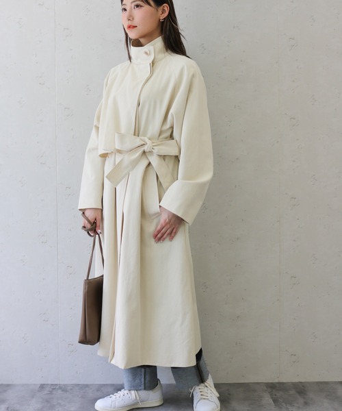 Per sist ence(パーシエンス)の「Per sist ence/パーシエンス ツイルスタンドカラーコート(チェスターコート・レディース・カーキ/オフホワイト・FREE)」の11枚目の写真